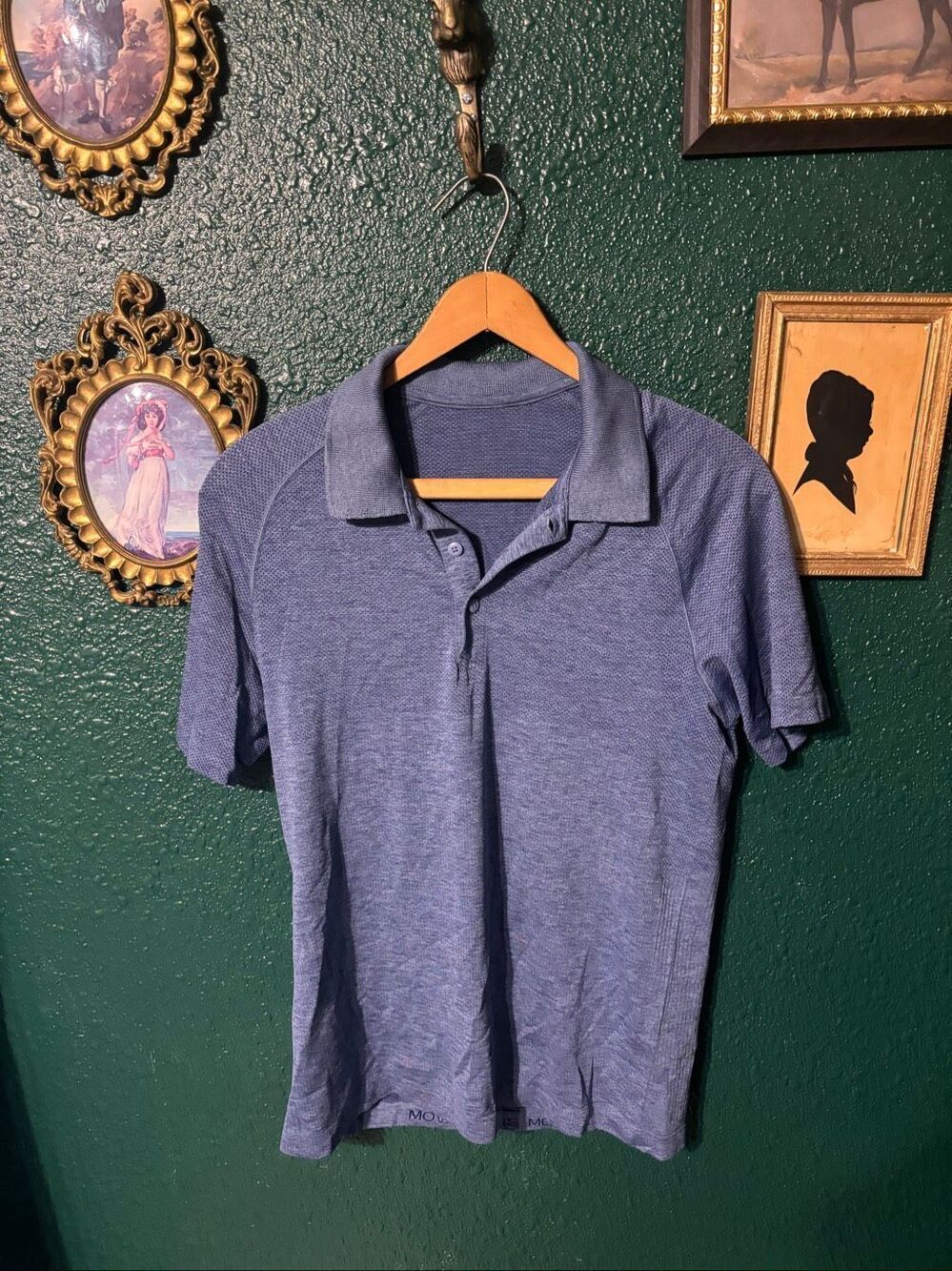 Mens Lululemon Polo Size Small Blue Metal Vent